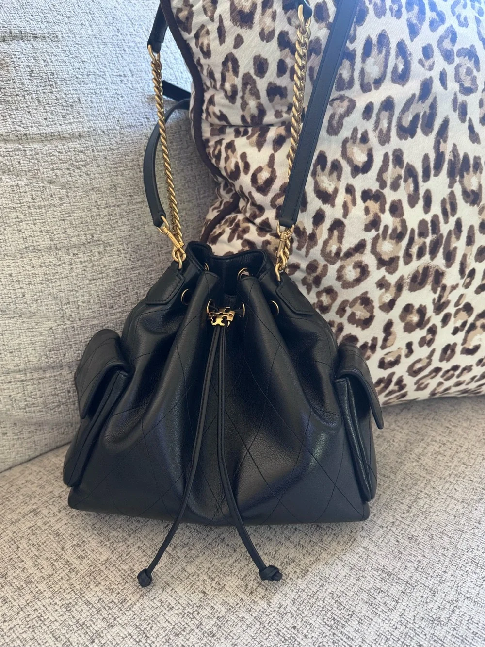 Tory Burch Charlie Quilted Drawstring Shoulder Bag